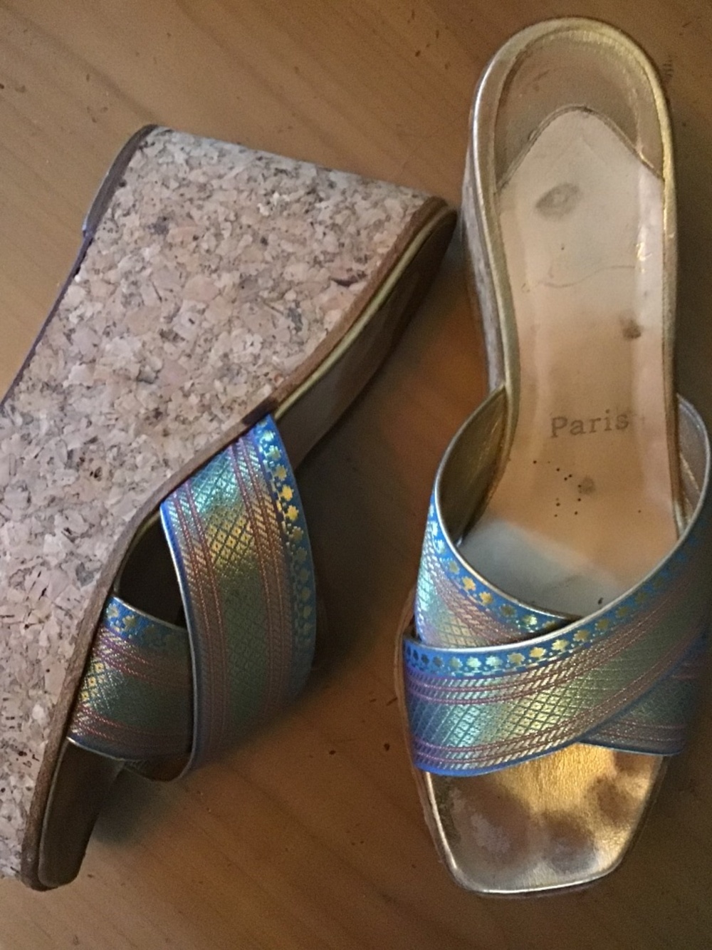 Christian Louboutin Paris platform cork sandals slides 39.5